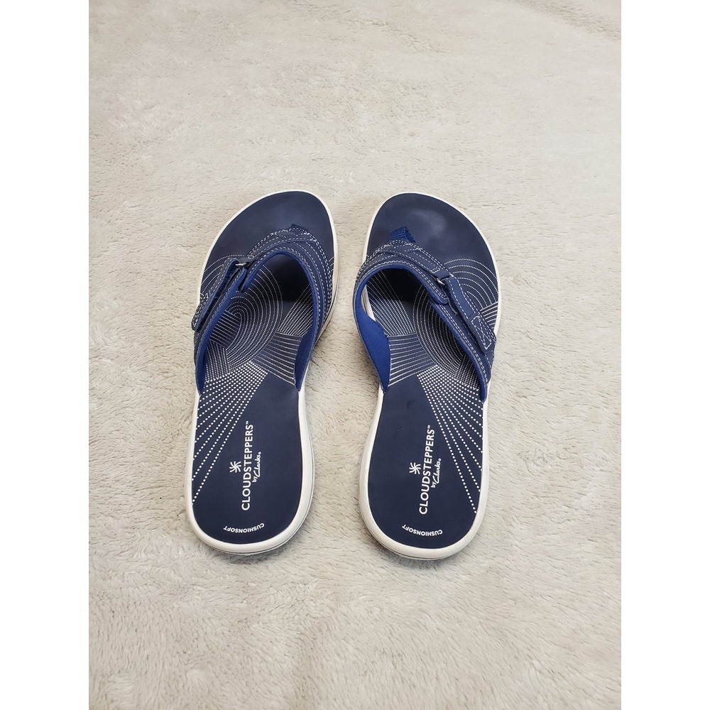 Clarks Cloudsteppers Blue White Casual Beachy Summer Classic Sandal 10 - Picture 3 of 5